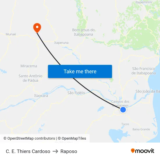 C. E. Thiers Cardoso to Raposo map