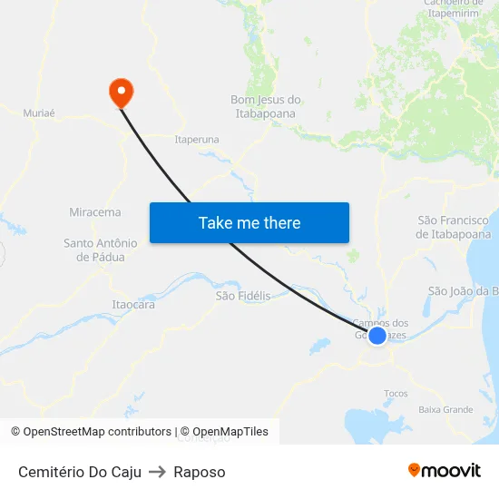 Cemitério Do Caju to Raposo map