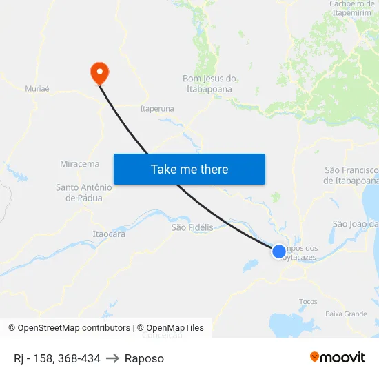 Rj - 158, 368-434 to Raposo map