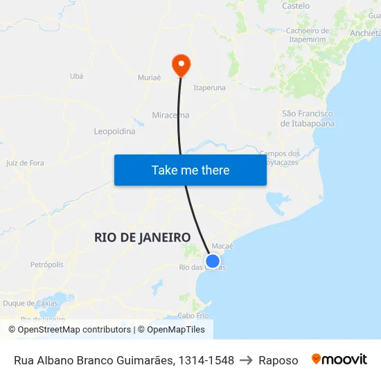 Rua Albano Branco Guimarães, 1314-1548 to Raposo map