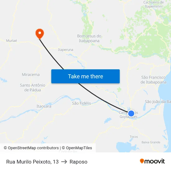 Rua Murilo Peixoto, 13 to Raposo map