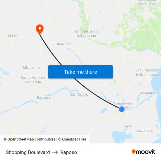 Shopping Boulevard to Raposo map
