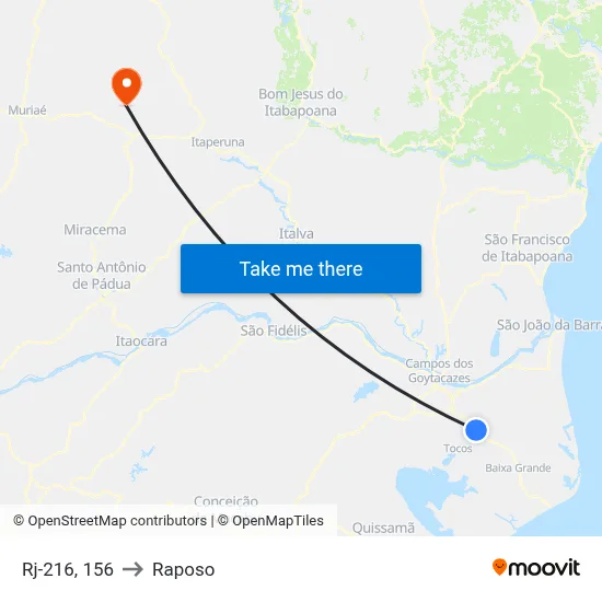 Rj-216, 156 to Raposo map