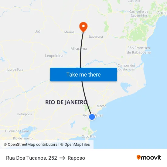Rua Dos Tucanos, 252 to Raposo map
