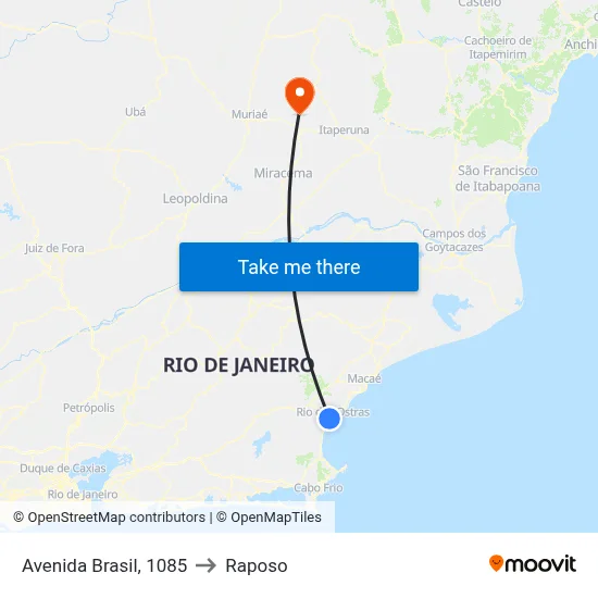 Avenida Brasil, 1085 to Raposo map