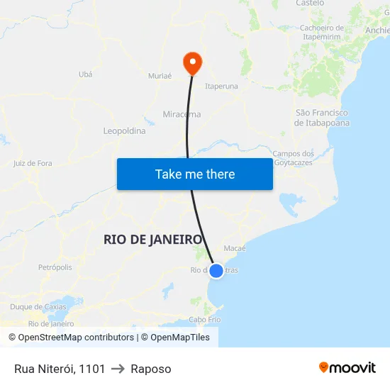 Rua Niterói, 1101 to Raposo map