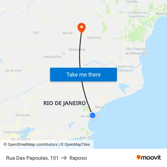 Rua Das Papoulas, 101 to Raposo map