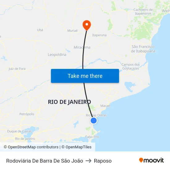 Rodoviária De Barra De São João to Raposo map
