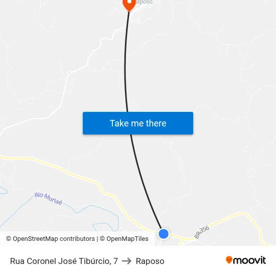 Rua Coronel José Tibúrcio, 7 to Raposo map