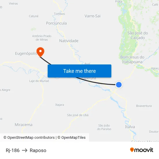 Rj-186 to Raposo map