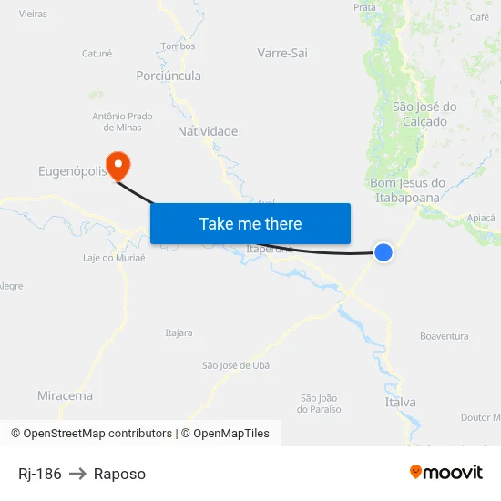 Rj-186 to Raposo map