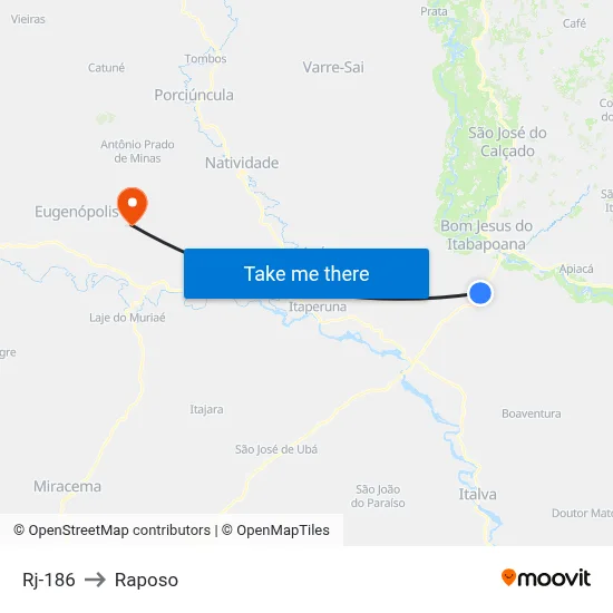 Rj-186 to Raposo map