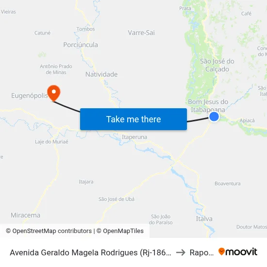 Avenida Geraldo Magela Rodrigues (Rj-186), 2515 to Raposo map