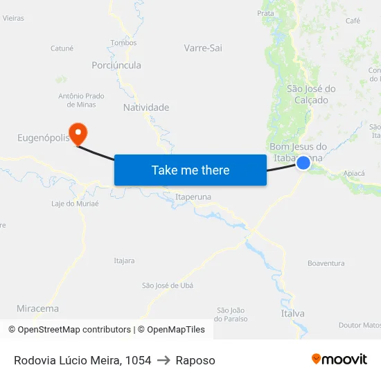 Rodovia Lúcio Meira, 1054 to Raposo map