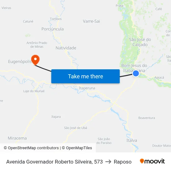 Avenida Governador Roberto Silveira, 573 to Raposo map