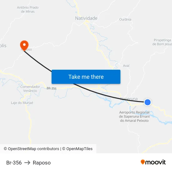 Br-356 to Raposo map