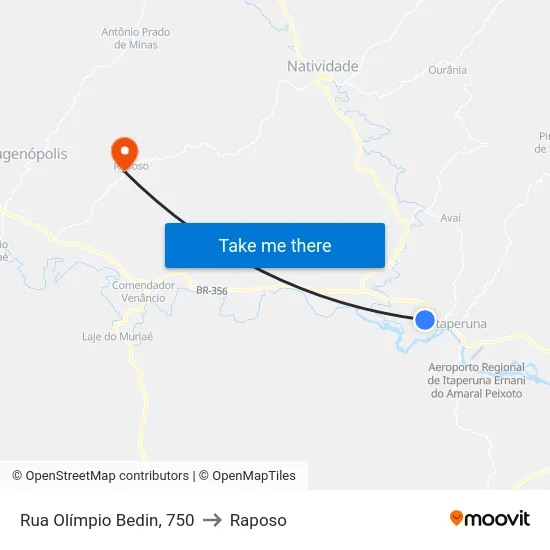 Rua Olímpio Bedin, 750 to Raposo map