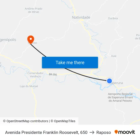 Avenida Presidente Franklin Roosevelt, 650 to Raposo map