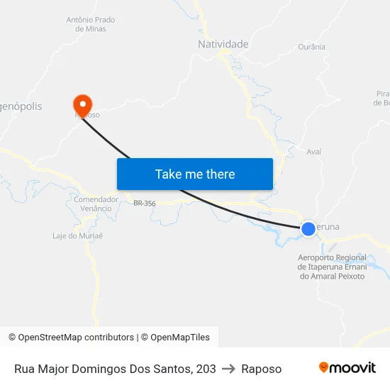 Rua Major Domingos Dos Santos, 203 to Raposo map