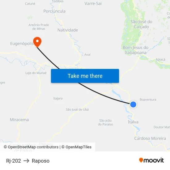 Rj-202 to Raposo map