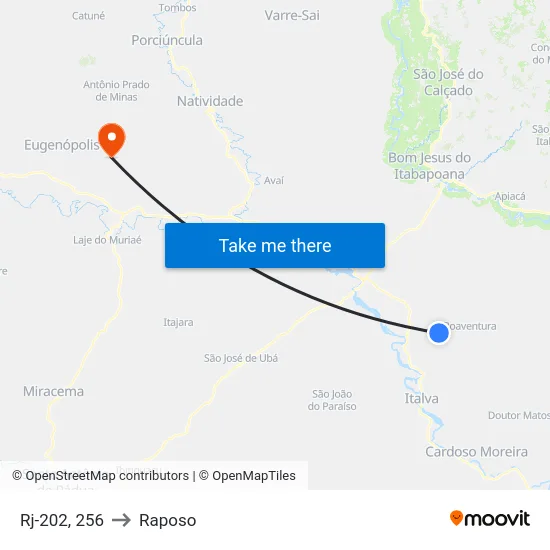 Rj-202, 256 to Raposo map