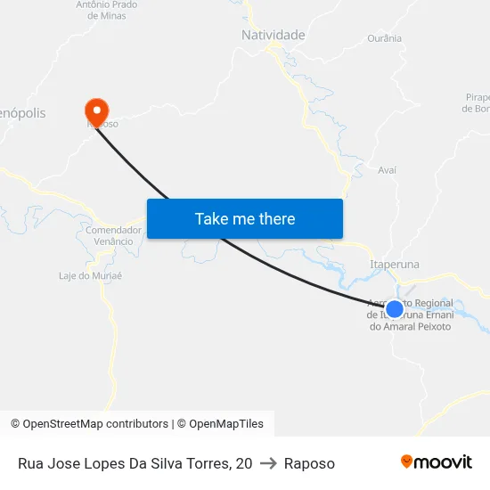 Rua Jose Lopes Da Silva Torres, 20 to Raposo map