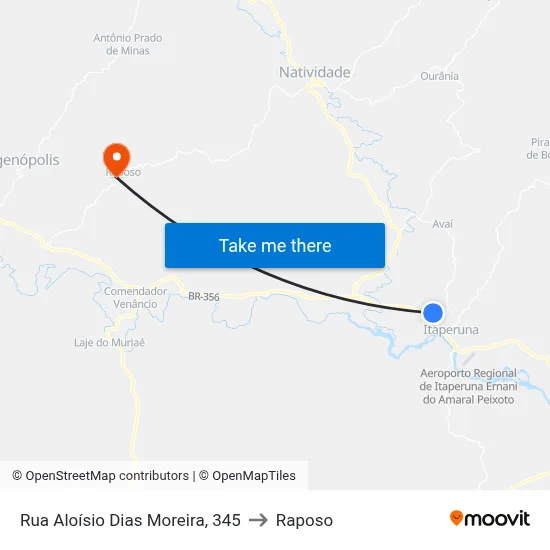 Rua Aloísio Dias Moreira, 345 to Raposo map