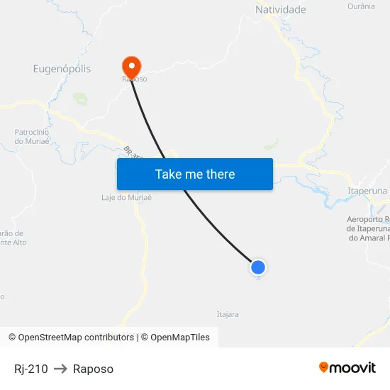 Rj-210 to Raposo map