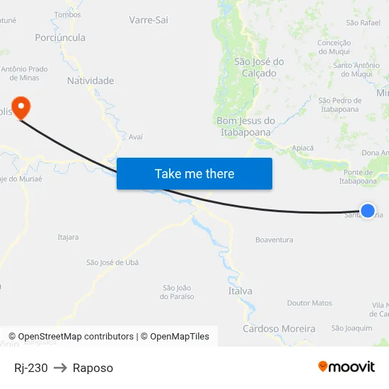 Rj-230 to Raposo map