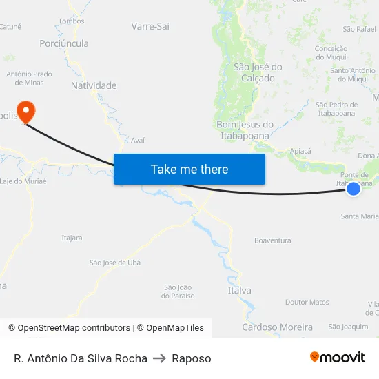 R. Antônio Da Silva Rocha to Raposo map