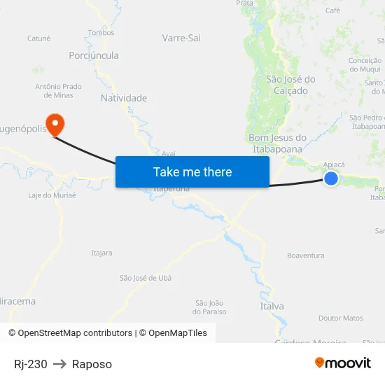 Rj-230 to Raposo map
