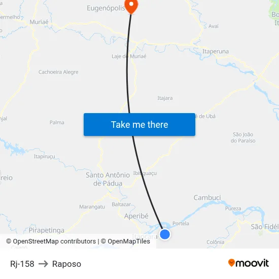 Rj-158 to Raposo map