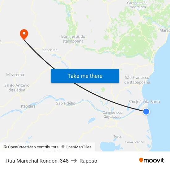 Rua Marechal Rondon, 348 to Raposo map