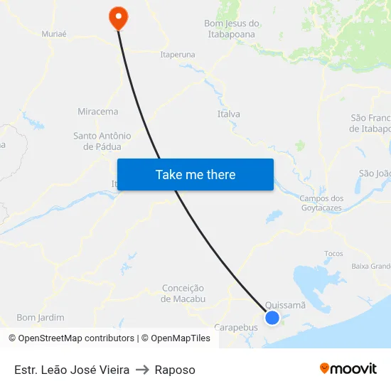 Estr. Leão José Vieira to Raposo map