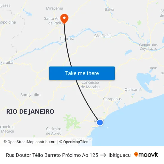 Rua Doutor Télio Barreto Próximo Ao 125 to Ibitiguacu map