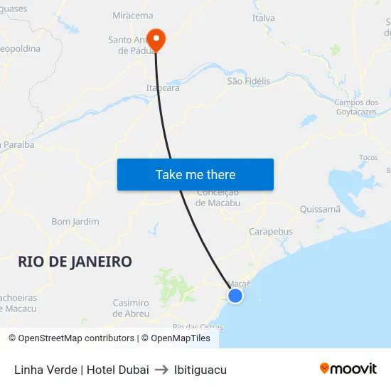 Linha Verde | Hotel Dubai to Ibitiguacu map