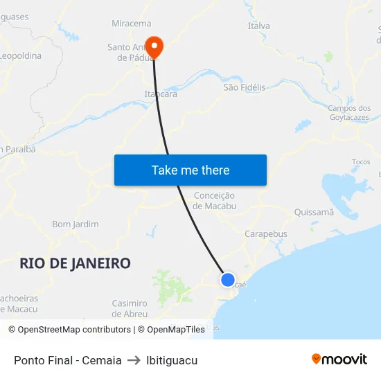 Ponto Final - Cemaia to Ibitiguacu map