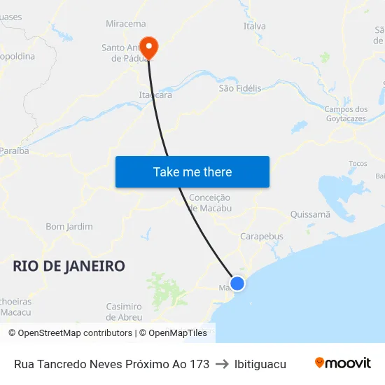 Rua Tancredo Neves Próximo Ao 173 to Ibitiguacu map