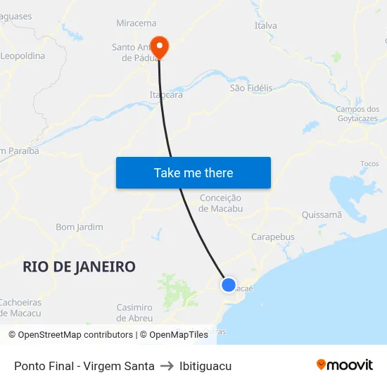 Ponto Final - Virgem Santa to Ibitiguacu map