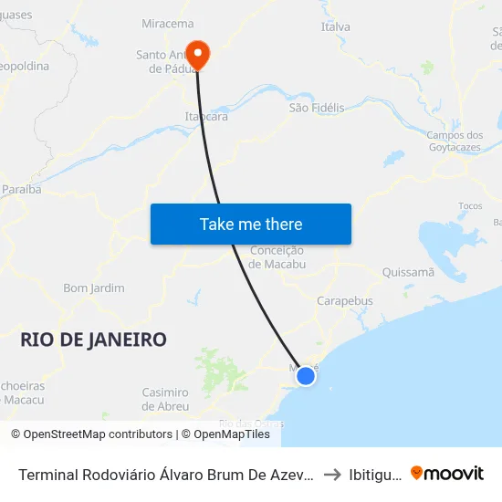 Terminal Rodoviário Álvaro Brum De Azevedo (Macaé) to Ibitiguacu map