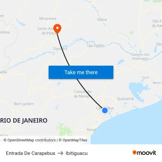 Entrada De Carapebus to Ibitiguacu map