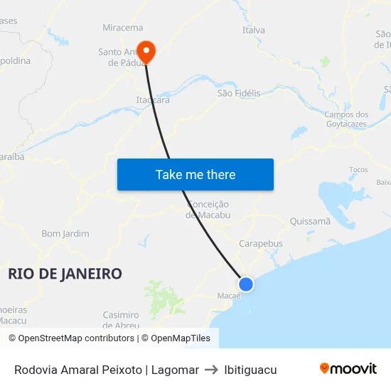 Rodovia Amaral Peixoto | Lagomar to Ibitiguacu map