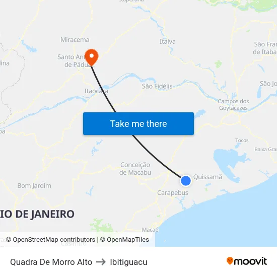 Quadra De Morro Alto to Ibitiguacu map