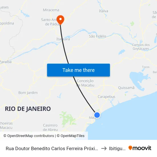 Rua Doutor Benedito Carlos Ferreira Próximo Ao 1421 to Ibitiguacu map