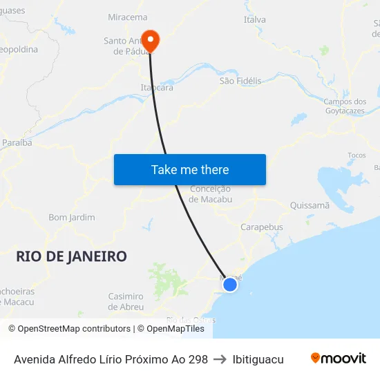 Avenida Alfredo Lírio Próximo Ao 298 to Ibitiguacu map