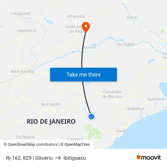 Rj-162, 829 | Glicério to Ibitiguacu map