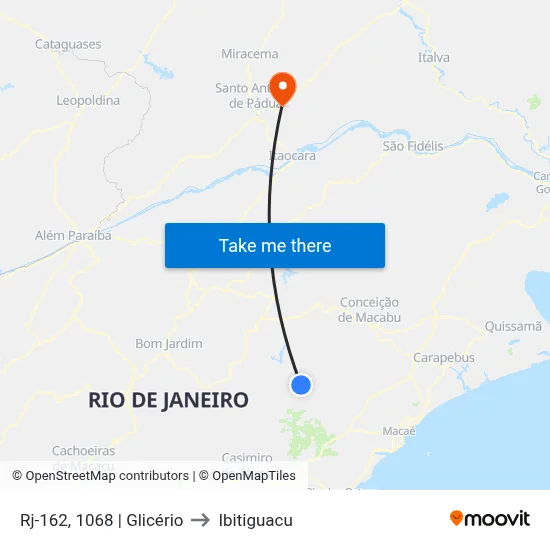 Rj-162, 1068 | Glicério to Ibitiguacu map