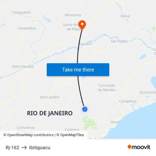 Rj-162 to Ibitiguacu map