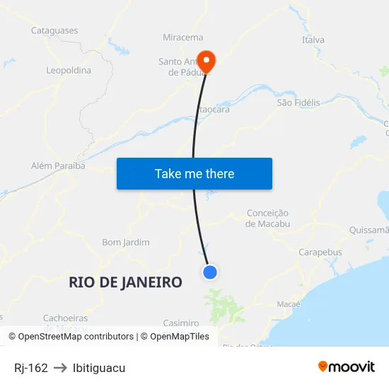 Rj-162 to Ibitiguacu map