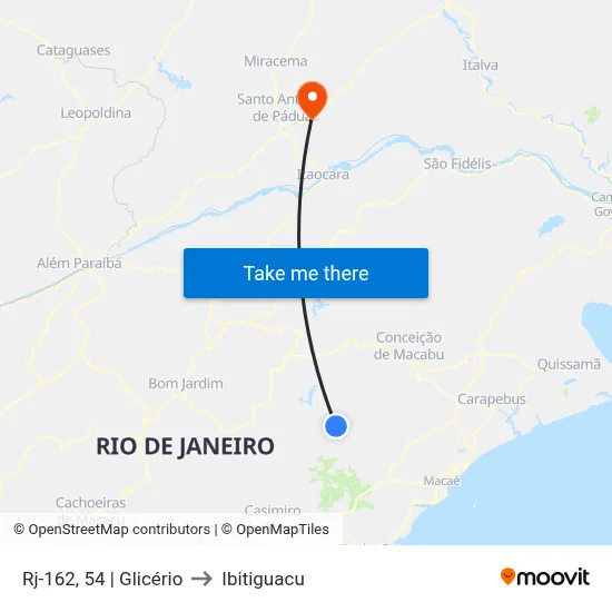Rj-162, 54 | Glicério to Ibitiguacu map